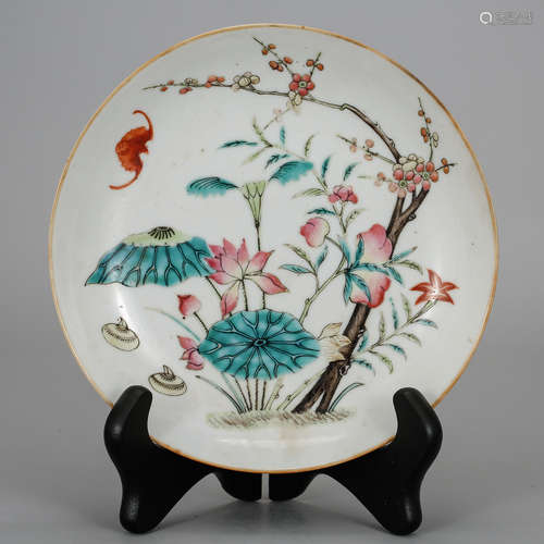 CHINESE FAMILLE ROSE PORCELAIN PLATE