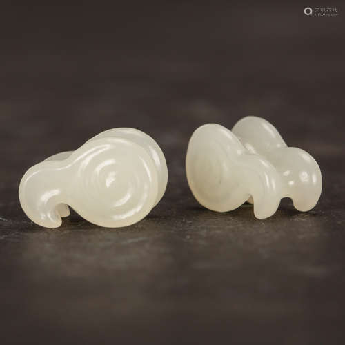 CHINESE WHITE JADE PENDANTS, SET OF 2