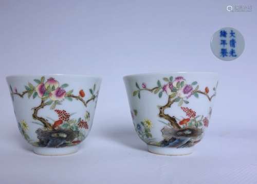 A PAIR OF FAMILLE ROSE CUPS, GUANGXU MARK
