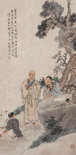 钱慧安（1833～1911） 羲之爱鹅 镜心 设色纸本