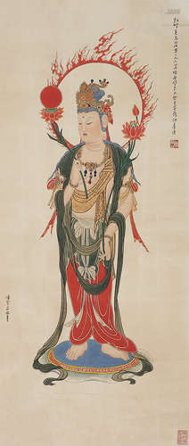 潘絜兹（1915～2002） 临摹敦煌画 立轴 设色纸本