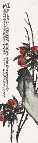 吴昌硕（1844～1927） 1916年作 多寿 立轴 设色纸本