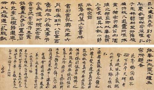 傅山（1607～1684）（传） 隶书诗句 手卷 水墨绢本