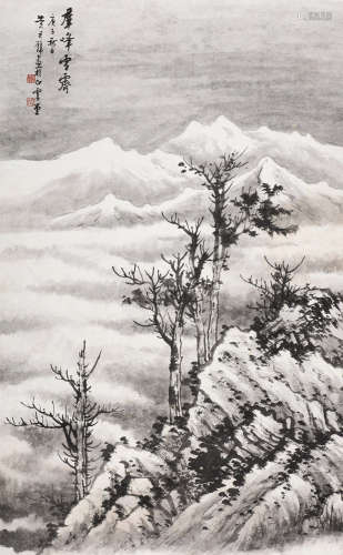 黄君璧（1898～1991） 1960年作 群峰雪霁 立轴 水墨纸本