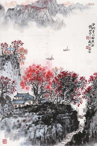 钱松嵒（1899～1986） 山水 立轴 设色纸本