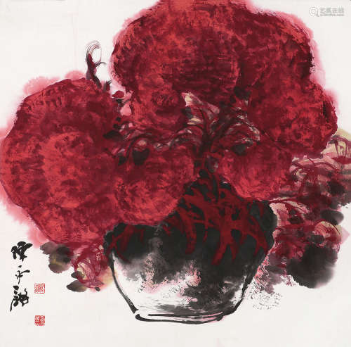 陈永锵（1948～） 鸡冠花 镜心 设色纸本