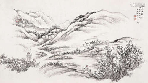 何维朴（1842～1922） 冰天春霁图 镜心 设色纸本