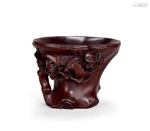 17世纪 竹雕仿犀角杯