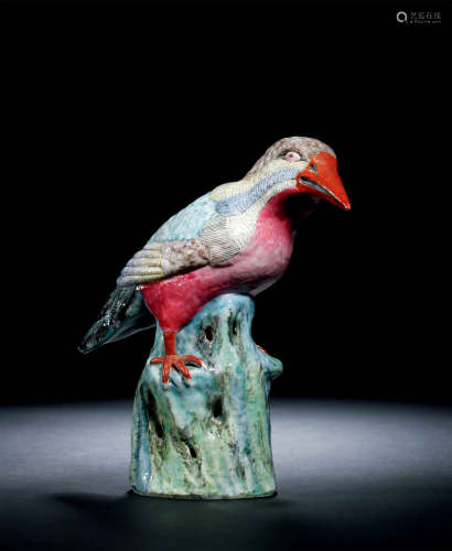 清乾隆 粉彩瓷塑鸟