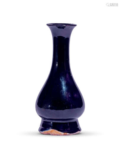 清康熙 茄皮紫釉琵琶瓶