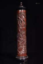 A BAMBOO CARVING FIGURE INCENSE TUBE