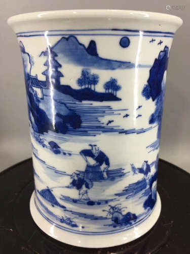 A BLUE AND WHITE CHARACTERS STORY DESIGN BUCKET