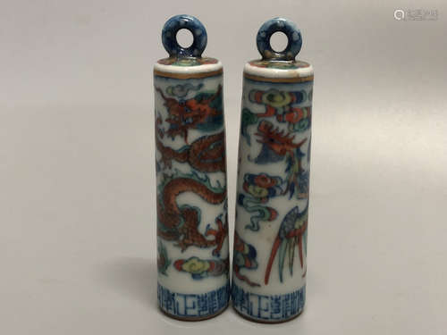 Pair Of Chinese Famille Verte Ornament