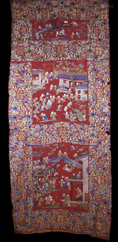 Asian Embroidery Bai Zi Shuang Xi Tangka