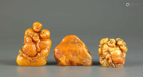 3 Pieces of Soapstone Carvings