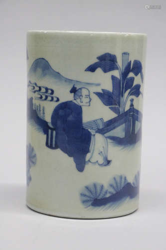 Chinese KangXi blue and white porcelain brushpot