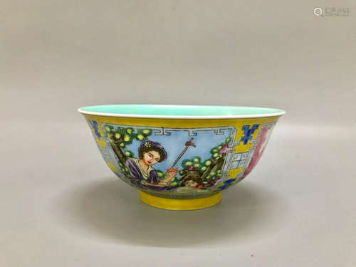 Chinese Yellow Underglaze Enamel Porcelain Bowl