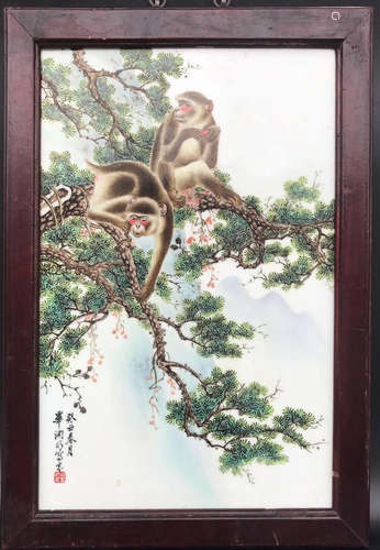 Chinese Famille Rose Porcelain Plaque