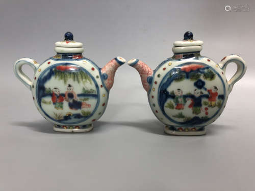 Pair Of Chinese Wu Cai Bottle
