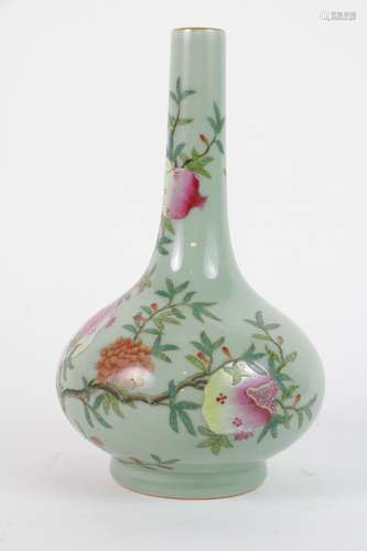 Chinese green celadon glazed porcelain vase