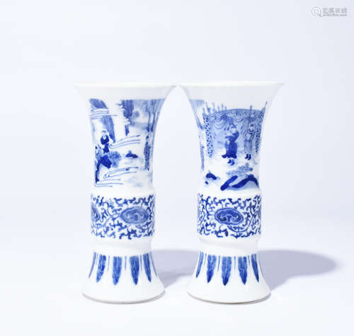 Pair Of Chinese Blue And White Porcelain Vase