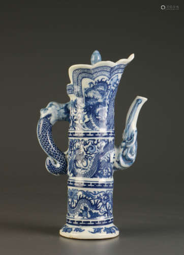 Chinese Blue/White Porcelain Wine Pot, Marked