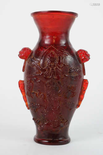 Chinese cherry amber vase