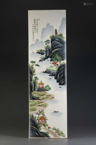 Chinese Porcelain Plaque w/ Landscape Design