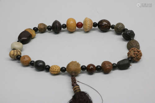 Chinese multiple nuts and stone bracelet