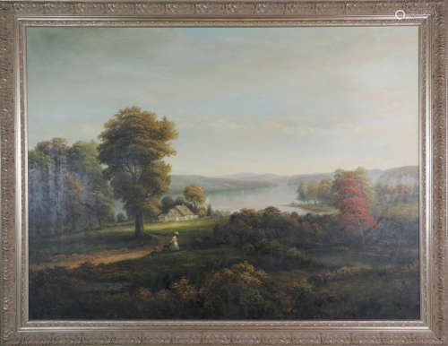 Large oil painting on canvas of landscape