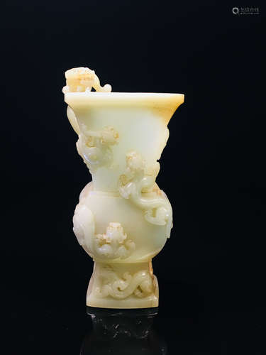 Chinese White Jade Flower Holder