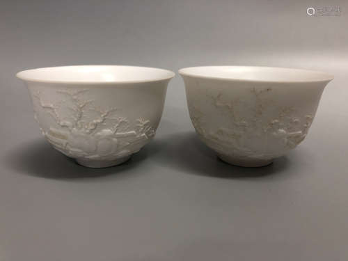 Pair Of Chinese White Glaze Tea Cup