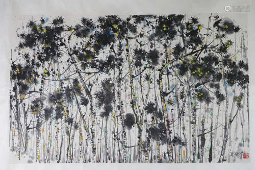 Wu, GuanZhong. Chinese painting of trees and woods