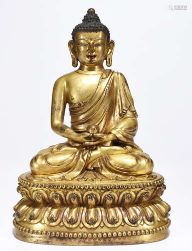 Chinese Gilt Bronze Shijiamoni Buddha