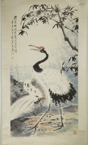 Chinese Watercolor Painting of Crane