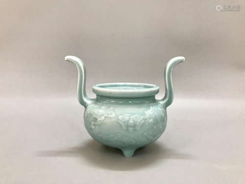 Chinese Sky Blue Glaze Porcelain Burner