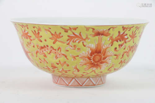 Chinese porcelain yellow glazed bowl