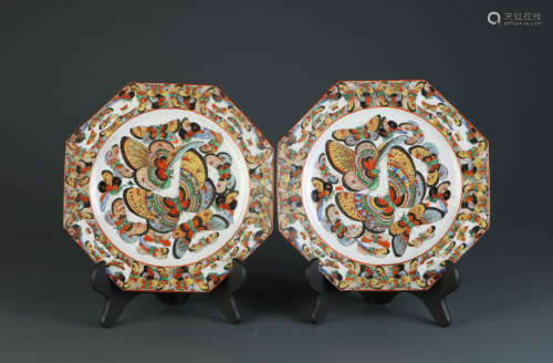 Pair of Chinese Hundreds Butterflies Plates