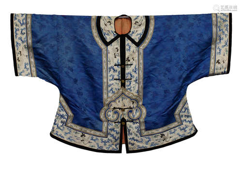 Chinese Blue Embroidery Lady Jacket