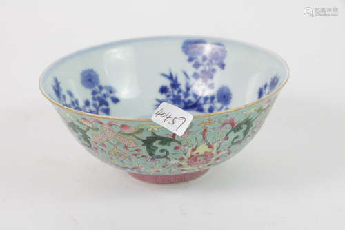 Chinese famille rose turqoise glaze porcelain bowl