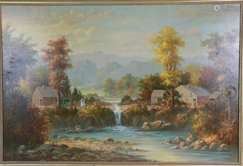 Oil on canvas of landscape painting