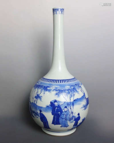 Qing Dynasty Blue And White Porcelain Vase