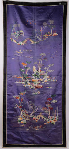 Chinese 19th C. Embroidery Depicting Landscape