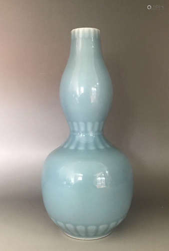 Chinese Sky Blue Glaze Gourd Vase