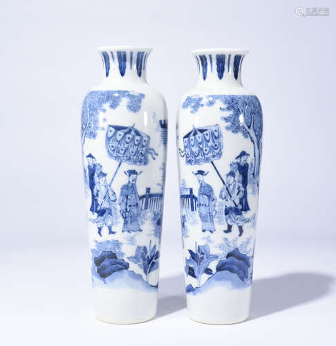 Pair Of Chinese Blue And White Porcelain Vase