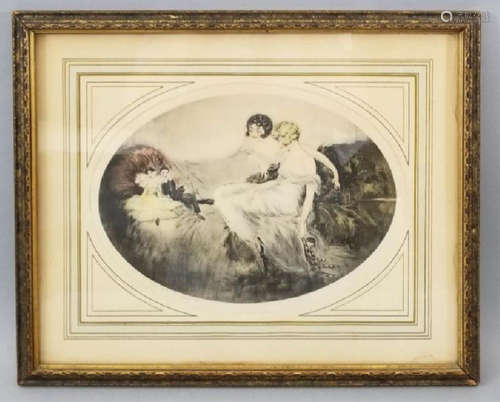 Antique French Dolls Cote signed Framed print.