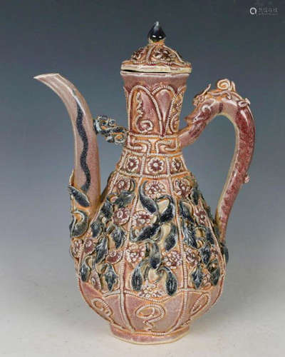 YUAN DYNASTY UNDERGLAZED RED EWER