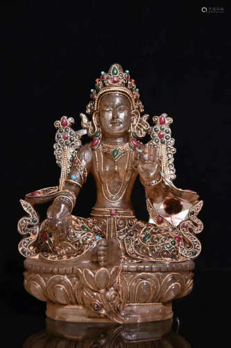 A CRYSTAL FIGURE OF BUDDHA