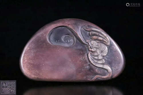 A BAT CARVED INK STONE