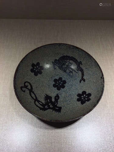 YUAN JIZHOU KILN DRAGON PLATE